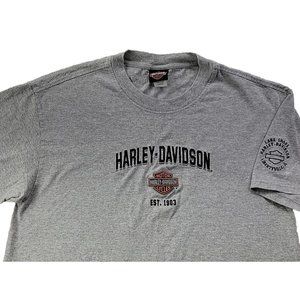 Harley-Davidson Men L Gray Heather Embroidered Logo T Shirt Motorcycle Biker